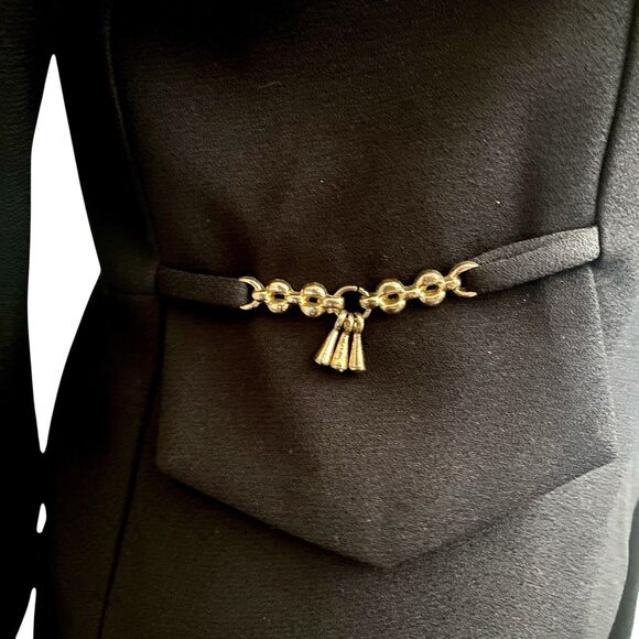 Virgo Womens 10 Petite 2pc Black Blazer Suit Jacket Dress Set Union Label USA - Picture 5 of 16